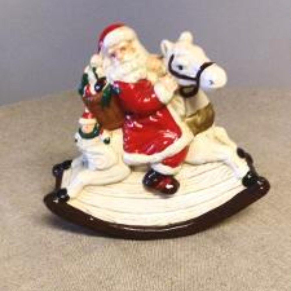 Santa On Rocking Horse Figurine